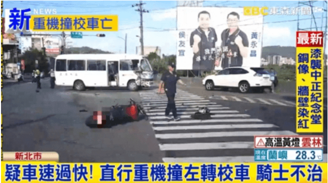 驚悚畫面曝光！重機撞上校車小巴 騎士噴飛重傷不治