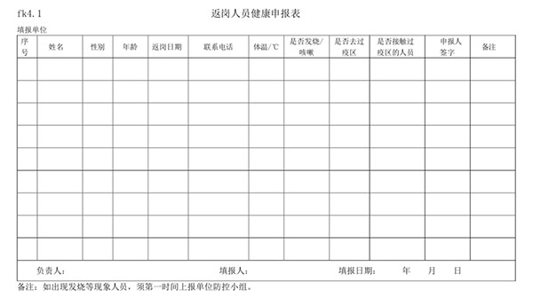 fk4.1 返崗員工健康申報(bào)表